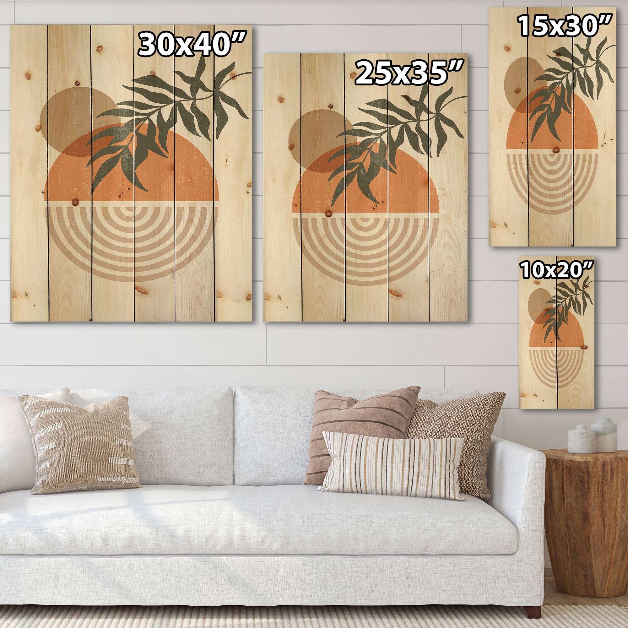 Designart - Abstract Geometrical Sun and Moon With Leaf I
